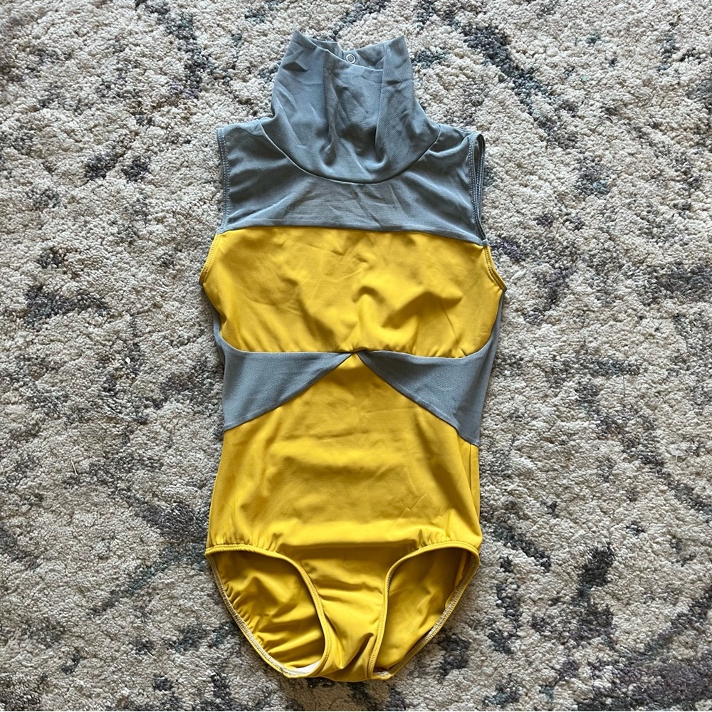 Elevé Yellow & Grey High Neck Leotard Dance Costume
